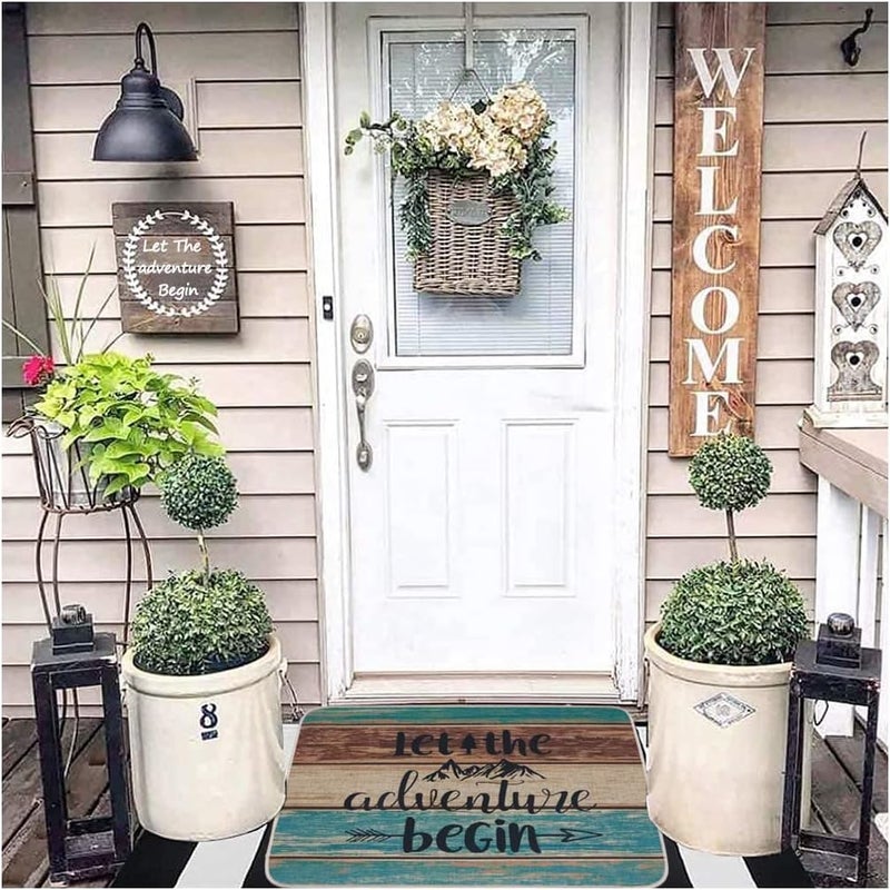 NYDECOR Welcome Mats for Front Door Farmhouse Camper Door Mat Trailer RV Floor Mats Let The Adventure Begin Camping Doormat Non Slip Rubber Entrance Rug for Indoor Outdoor 17x28 inch - Image 2